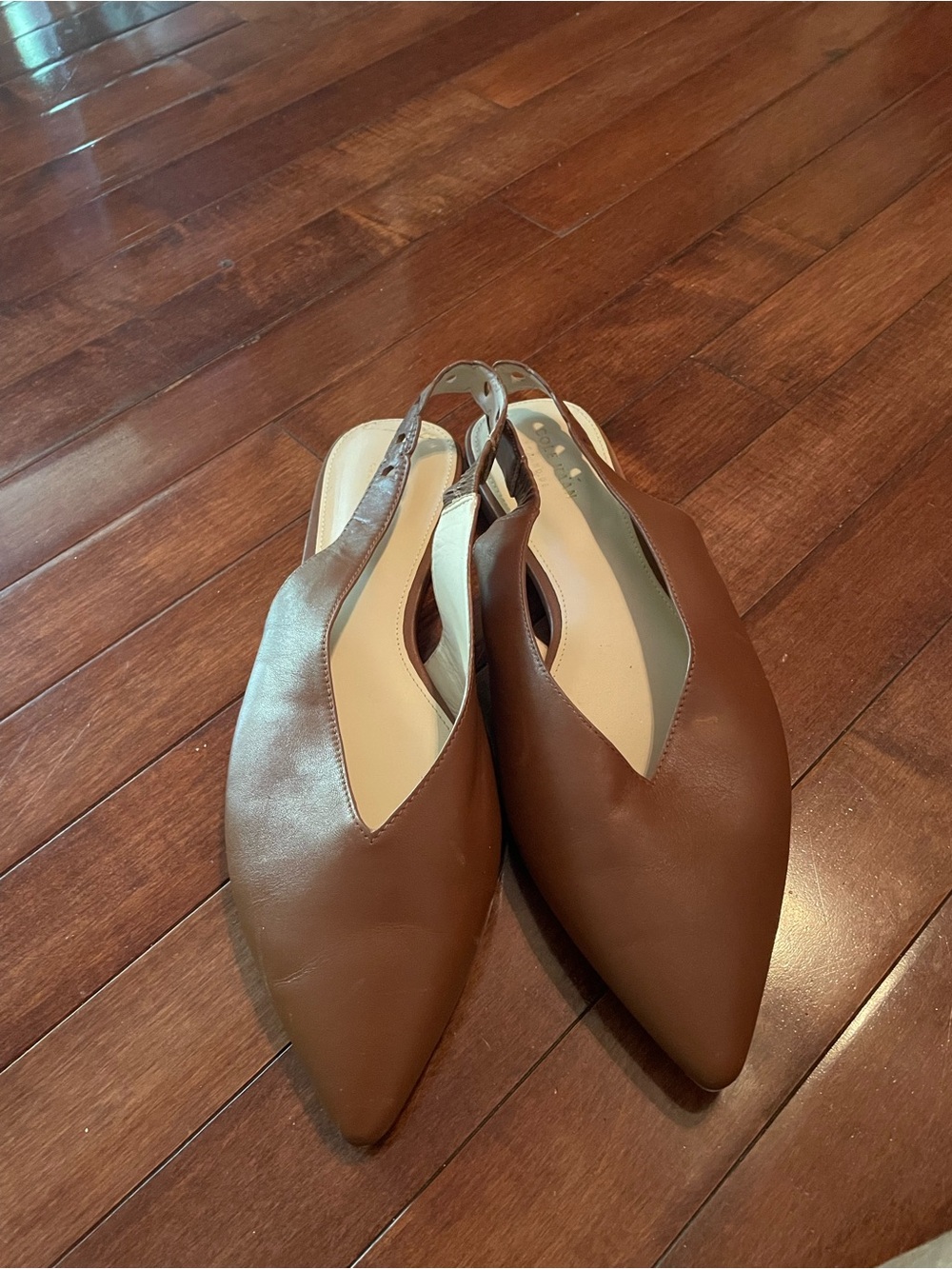 Women’s Cole Haan Brown Leather Pointed Slingback Flats - 11